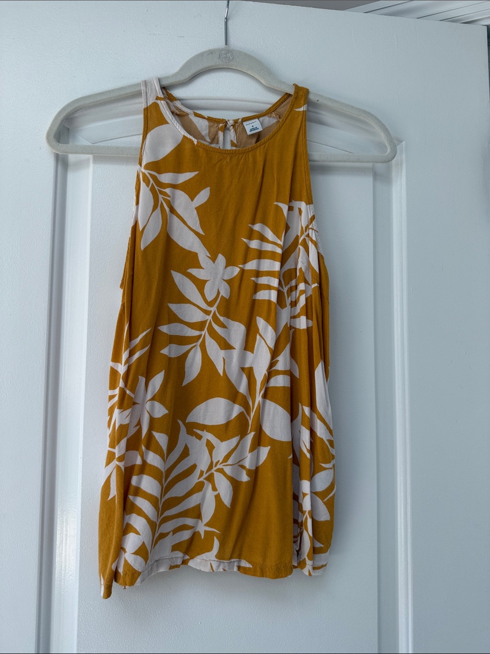 Old Navy Mustard Yellow Floral Halter Tank